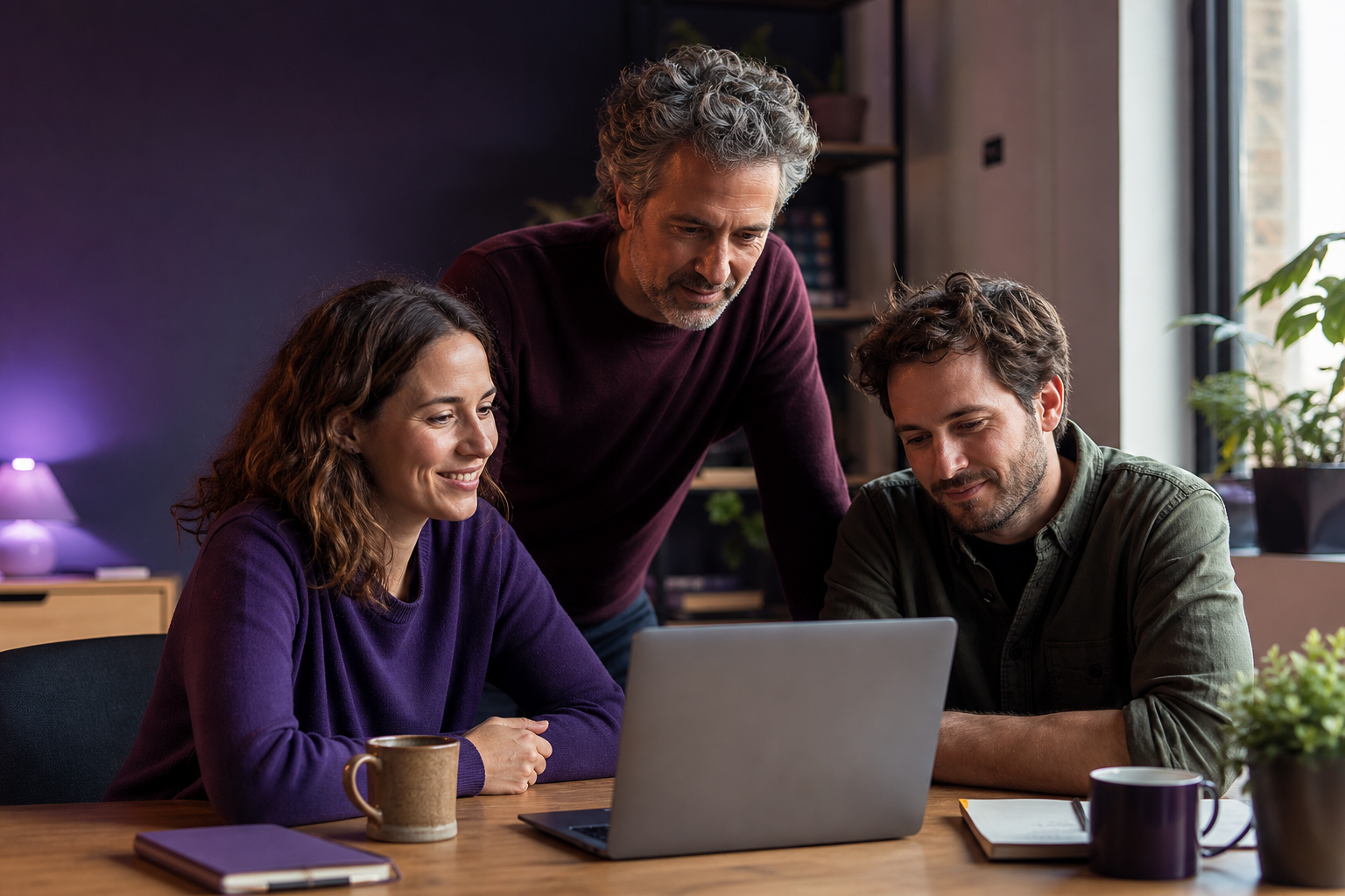 Une équipe de petite entreprise consulte ensemble son plan de protection